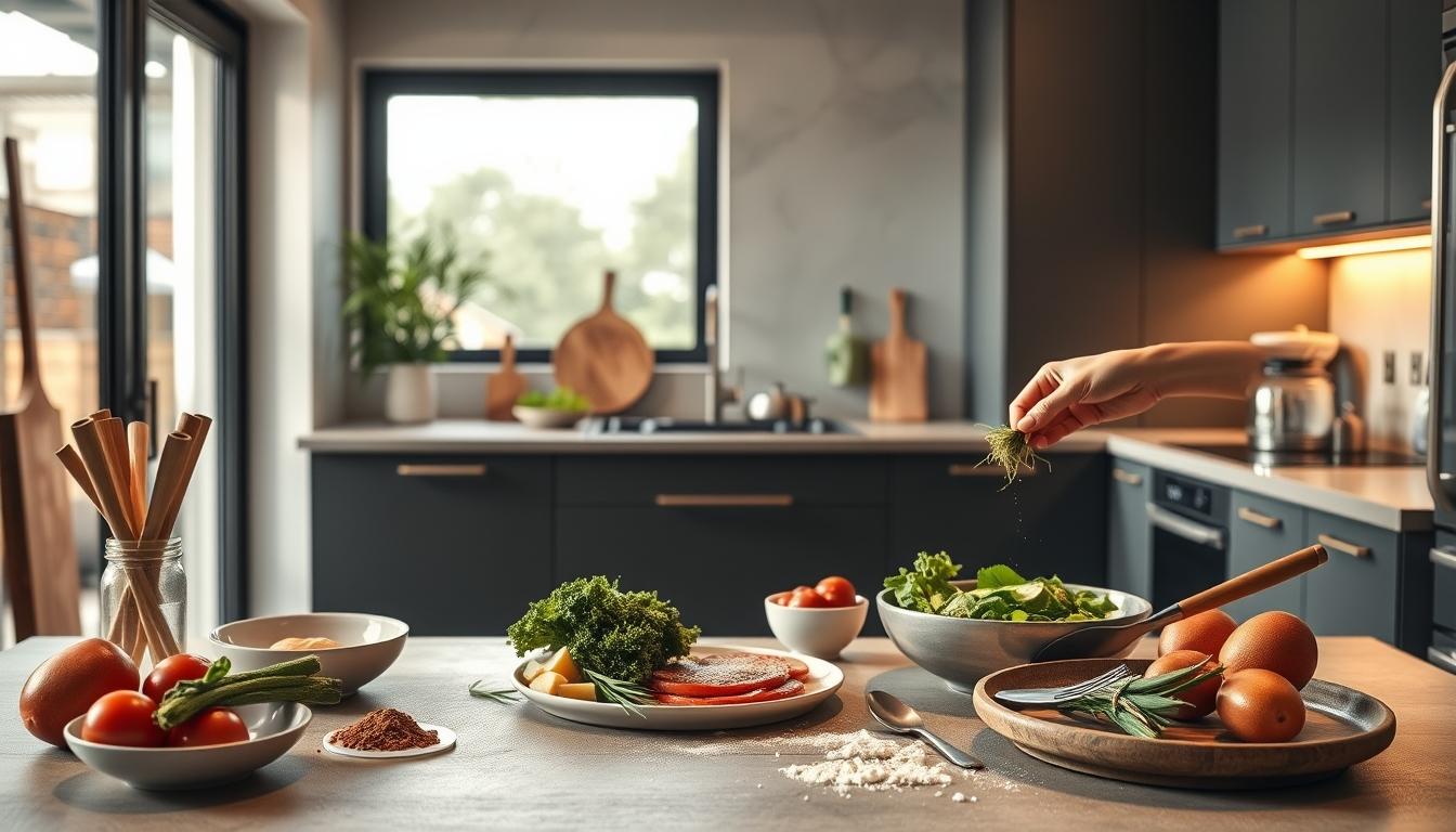 Ingredients prepared for a simple home dinner
